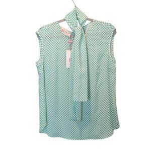 NWT Maison Common Sz 40 EU (US M) Silk Polka Sleeveless Blouse Detachable Bow